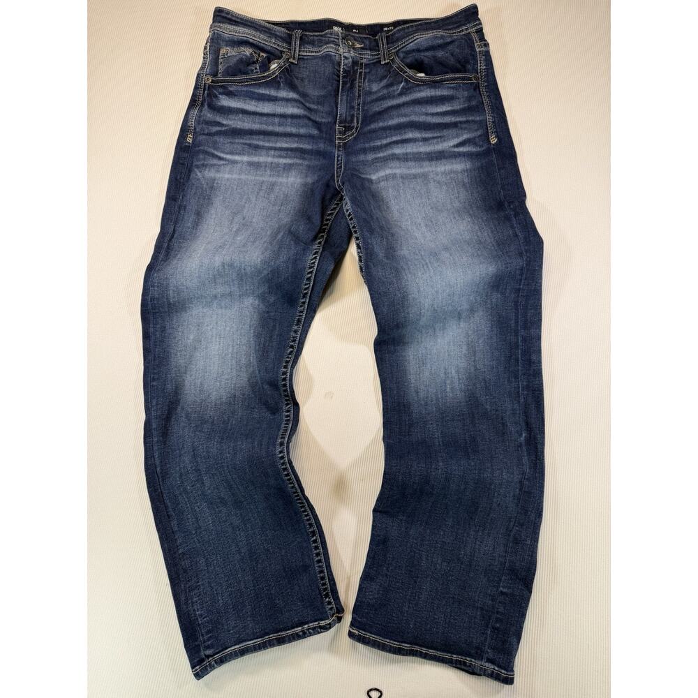BKE Seth Jeans Mens 36x32 Bootcut Distressed Stitch Buckle Denim Y2k